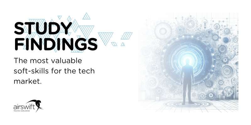 Silhouetted figure in digital portal with gears and text Study Findings